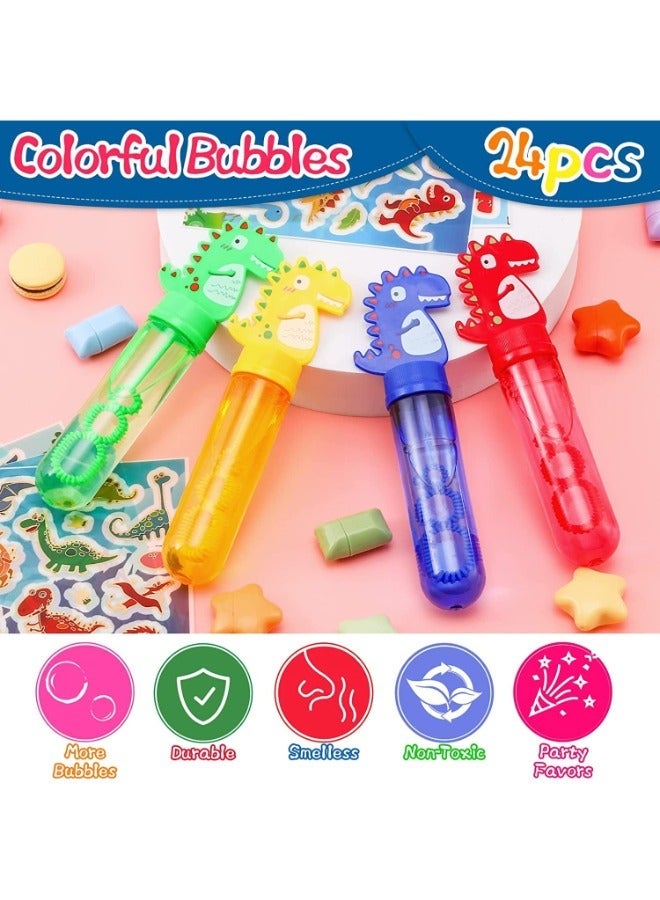 TOY GARDEN 24Pcs Dinosaur Bubble Wands,Bubble Wand Bulk for Kid,Dino Bubbles Party Favors for Boys Girls,Assortment Color Bubbles Wands for Dino Themed Birthday Gift Outdoors Activity with 8 Dinosaur Stickers - Image 5