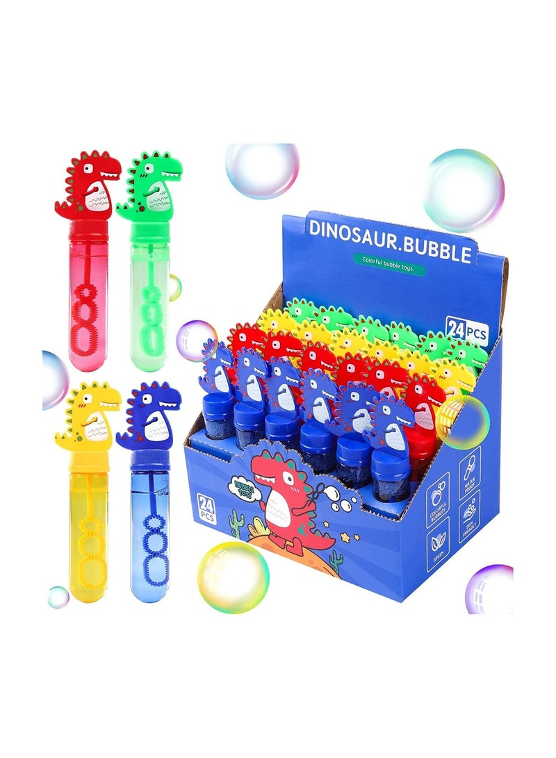 TOY GARDEN 24Pcs Dinosaur Bubble Wands,Bubble Wand Bulk for Kid,Dino Bubbles Party Favors for Boys Girls,Assortment Color Bubbles Wands for Dino Themed Birthday Gift Outdoors Activity with 8 Dinosaur Stickers - Image 2