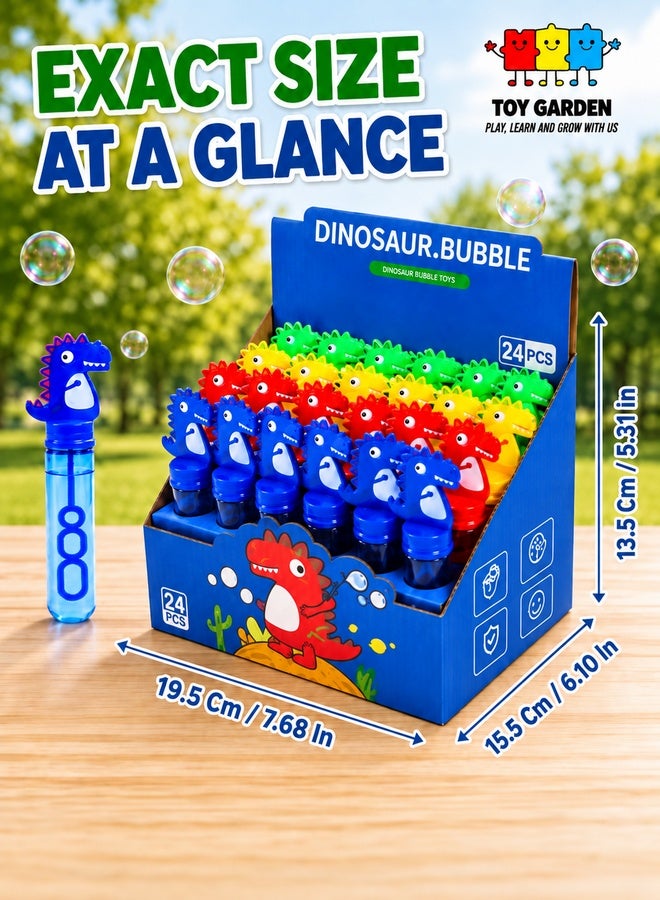 TOY GARDEN 24Pcs Dinosaur Bubble Wands,Bubble Wand Bulk for Kid,Dino Bubbles Party Favors for Boys Girls,Assortment Color Bubbles Wands for Dino Themed Birthday Gift Outdoors Activity with 8 Dinosaur Stickers - Image 4