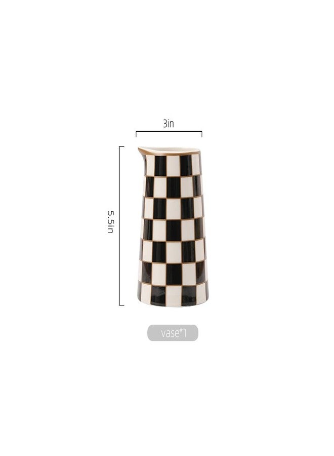 Porlien Checker Porcelain Flower Vase Home Decor Set of 2 with 5.5' High Ceramic Vase and 8' High Vase - Image 3
