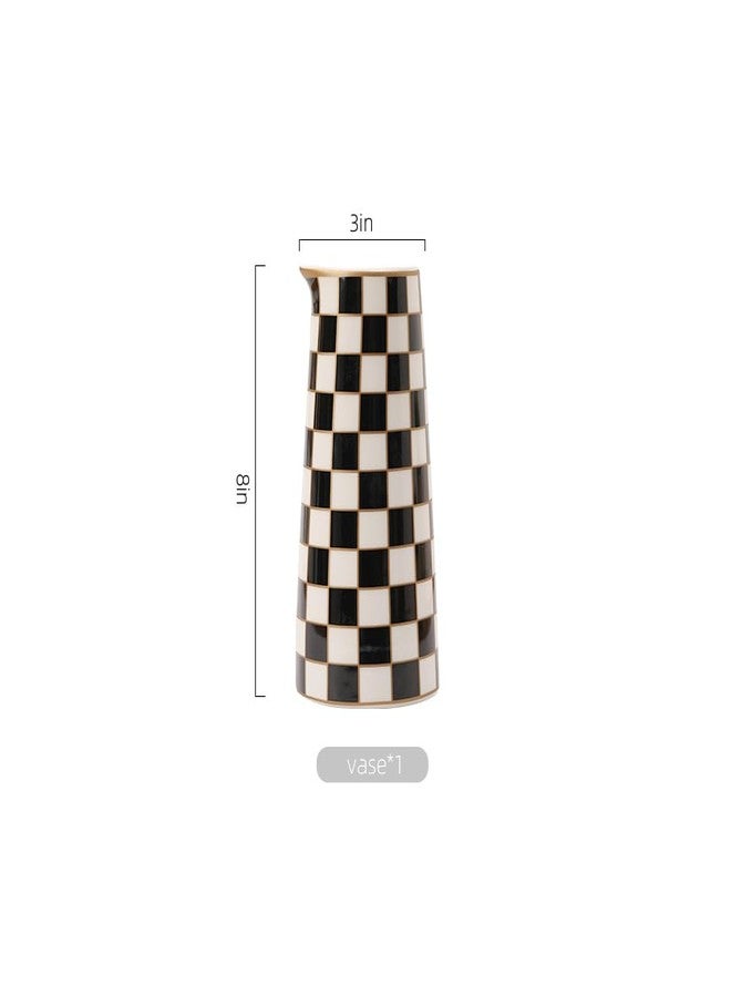Porlien Checker Porcelain Flower Vase Home Decor Set of 2 with 5.5' High Ceramic Vase and 8' High Vase - Image 2