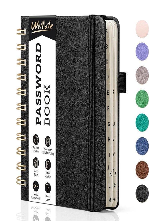 WEMATE Password Book with Alphabetical Tabs, Spiral Password Keeper Book for Seniors, Internet Password Notebook Password journal logbook Small - 4.7''x 6'' (Purple) - Image 1