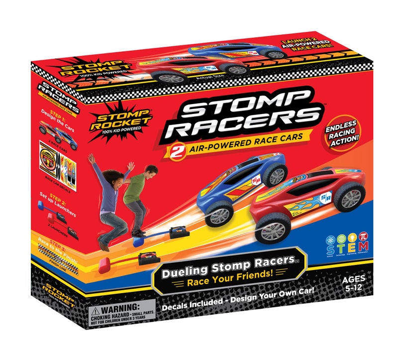 Stomp Rocket Stomp Racers Air Powered Race Cars by Stomp Rocket, 2 Car Racer Pack - Dueling Stomp Racers Toy Car Launcher - Fun Backyard Outdoor & Indoor Multi-Player Kids Toys Gifts for Boys, Girls & Toddlers - Image 1