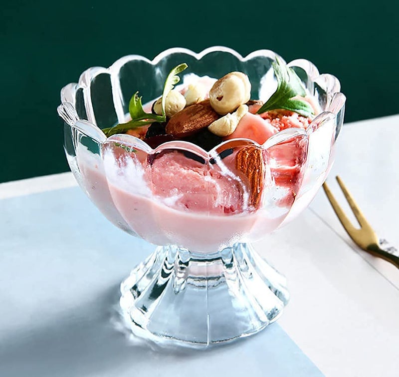RAGYULA RAGYULA Glass Ice Cream Bowls Sundae Dessert Glasses Mini Glass Trifle Bowls Short Stemmed Ice Cream Serving Dishes Footed Fruit Salad Pudding Dessert Cups 120ml Transparent Set of 6  - Image 4