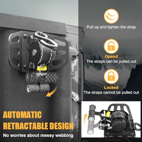 MSIZOY Retractable Ratchet Tie Down Straps Compatible with for 2015-2022 Chevy Colorado GMC Canyon Truck Cargo Bed Mounted Tie Down Retractable Ratchet Strap with Safety Lock System Mounting Bracket - Image 5