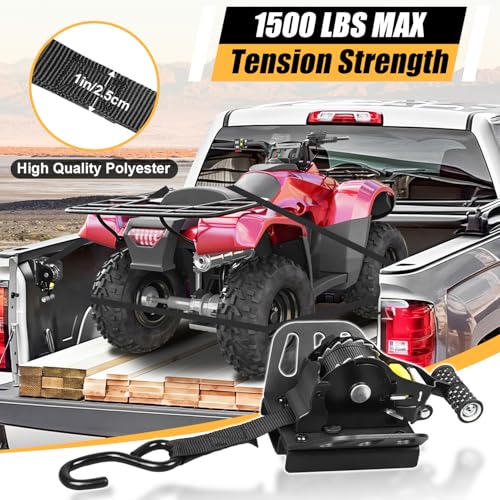 MSIZOY Retractable Ratchet Tie Down Straps Compatible with for 2015-2022 Chevy Colorado GMC Canyon Truck Cargo Bed Mounted Tie Down Retractable Ratchet Strap with Safety Lock System Mounting Bracket - Image 4