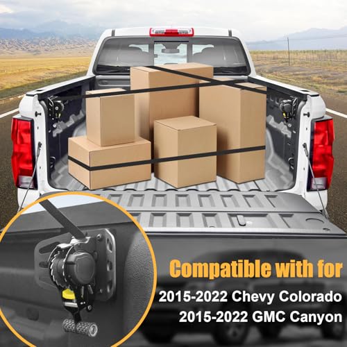 MSIZOY Retractable Ratchet Tie Down Straps Compatible with for 2015-2022 Chevy Colorado GMC Canyon Truck Cargo Bed Mounted Tie Down Retractable Ratchet Strap with Safety Lock System Mounting Bracket - Image 2