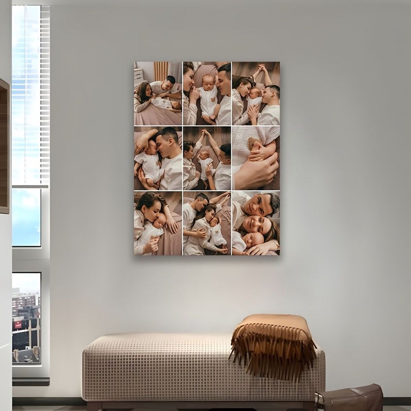 1pc 9 Grid Personalized Photo Digital Painting Kit Self Defined Photo Digital Painting Creation Gallery Wrapped Canvas With Wooden Frame Pre-Numbered Digital Painting 31.5x23.6 Inches Horizontal Personalized Art Gift For Cherished Memories - Image 5
