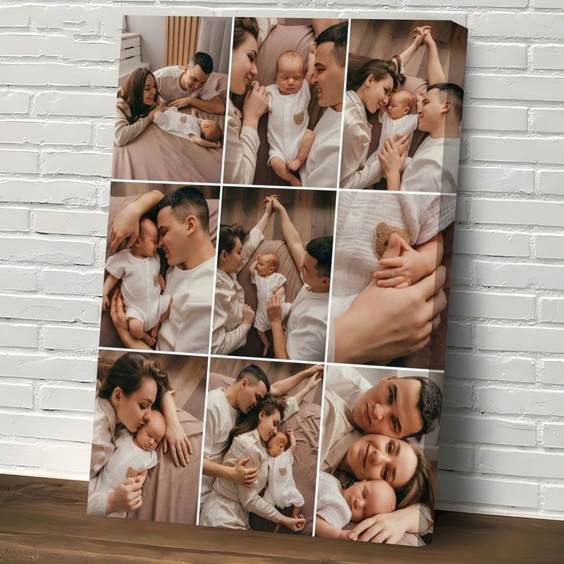 1pc 9 Grid Personalized Photo Digital Painting Kit Self Defined Photo Digital Painting Creation Gallery Wrapped Canvas With Wooden Frame Pre-Numbered Digital Painting 31.5x23.6 Inches Horizontal Personalized Art Gift For Cherished Memories - Image 1