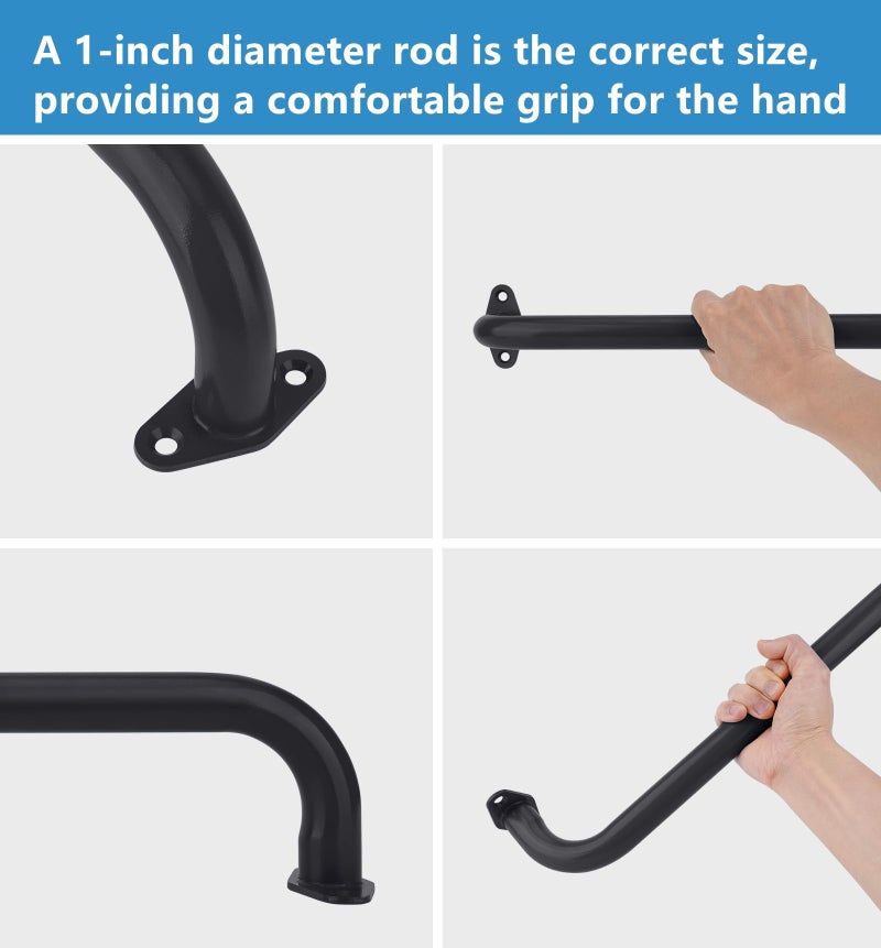 BiJun17 inch Metal Playground Handles,Monkey Bars Indoor Heavy Duty Ceiling Grab Bars for Indoor Outdoor Playgrounds Climbing Frames,Treehouses and Wall ladders (Black Set of 6) - Image 5