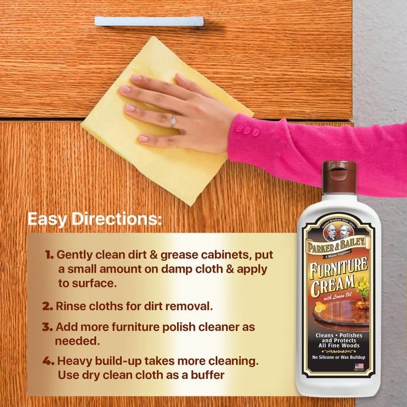 Parker & Bailey Furniture Cream - Multisurface Wood Cleaner and Polish Furniture Quick Shine Restorer Protector Kitchen Cabinets Surface Cleaner House Cleaning Supplies Home Improvement - Image 4
