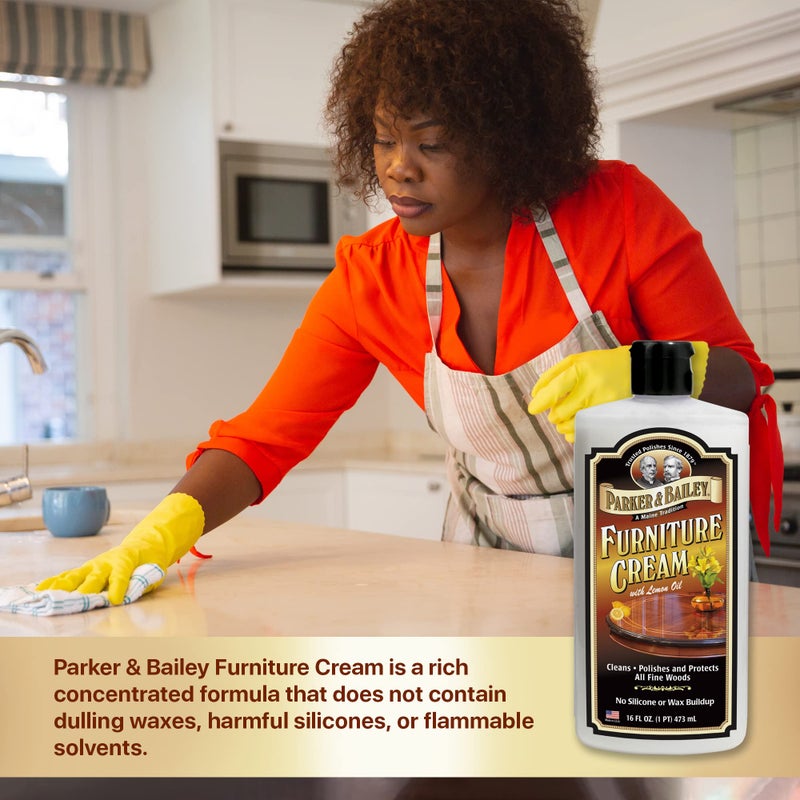 Parker & Bailey Furniture Cream - Multisurface Wood Cleaner and Polish Furniture Quick Shine Restorer Protector Kitchen Cabinets Surface Cleaner House Cleaning Supplies Home Improvement - Image 5