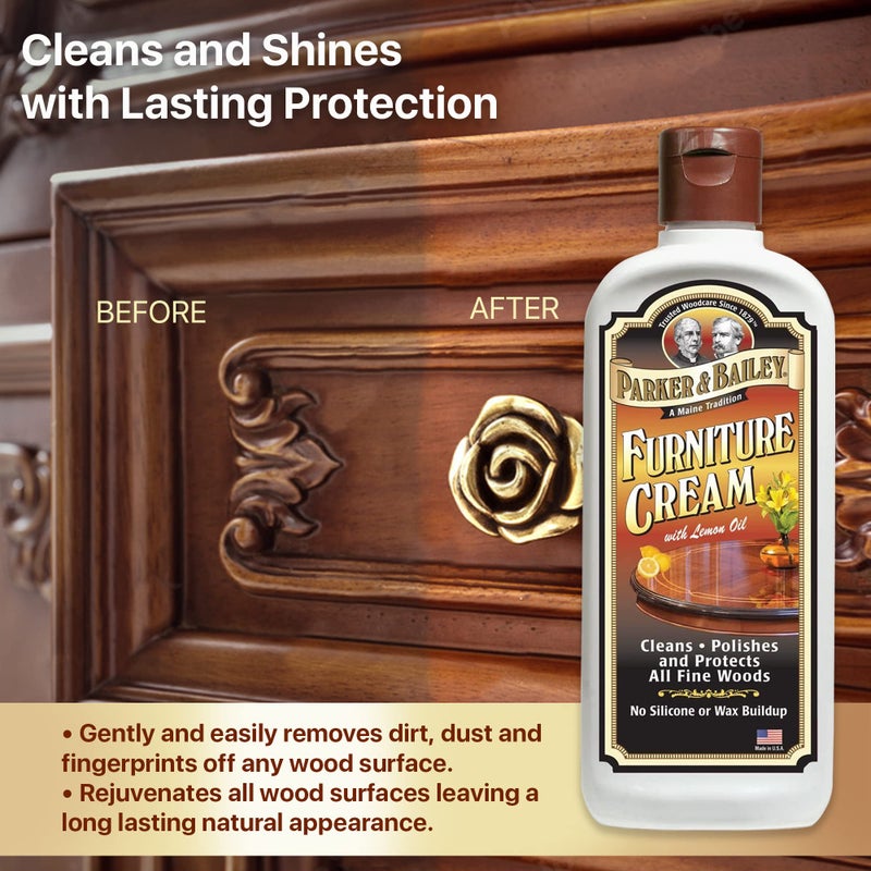 Parker & Bailey Furniture Cream - Multisurface Wood Cleaner and Polish Furniture Quick Shine Restorer Protector Kitchen Cabinets Surface Cleaner House Cleaning Supplies Home Improvement - Image 3