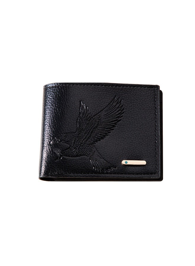 Men's Wallet PU Short Wallet Retro Coin Purse Card Holder Black  - Image 1