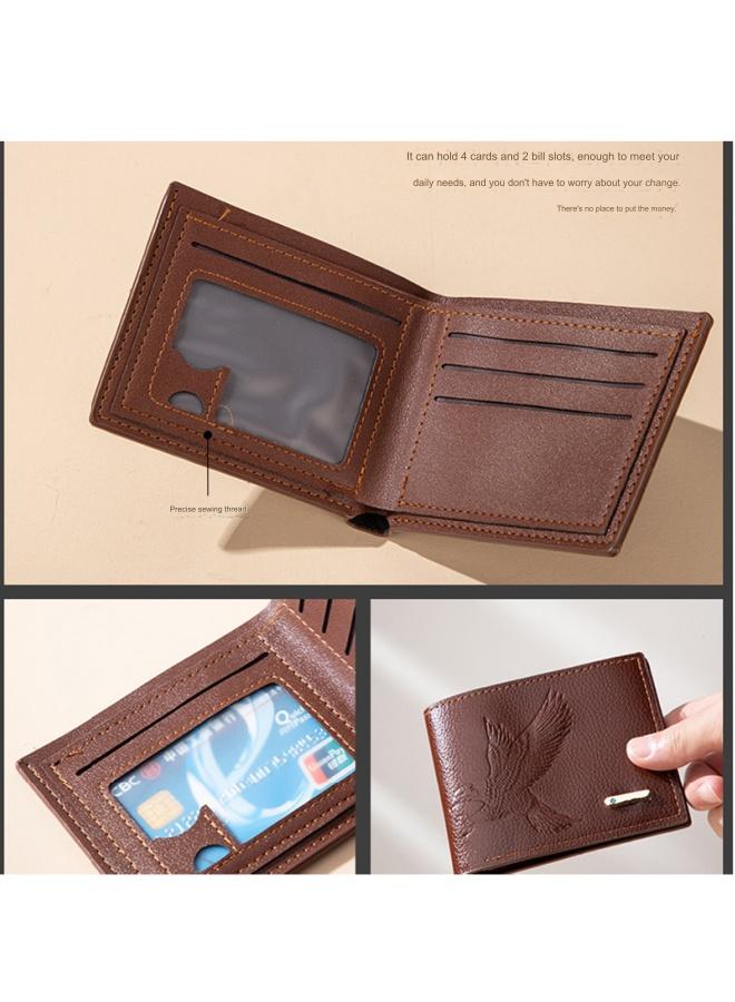 Men's Wallet PU Short Wallet Retro Coin Purse Card Holder Black  - Image 4