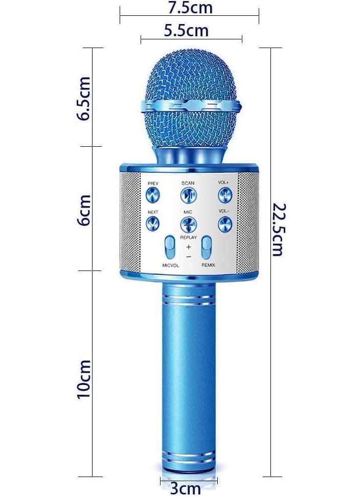 Wireless Bluetooth Karaoke Microphone Machine,Portable Handheld Karaoke Bluetooth Handheld Karaoke Speaker Player Machine for Kids Adults Home KTV Party for Android/Iphone/Ipad/Pc Girl Boy Blue - Image 2