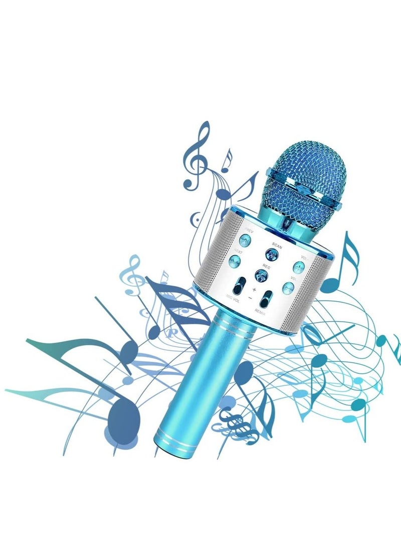 Wireless Bluetooth Karaoke Microphone Machine,Portable Handheld Karaoke Bluetooth Handheld Karaoke Speaker Player Machine for Kids Adults Home KTV Party for Android/Iphone/Ipad/Pc Girl Boy Blue - Image 1
