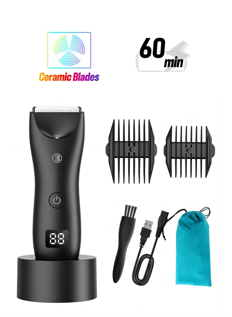 Generic Waterproof Electric Hair Clippers for Men - Cordless Body Groomer & Beard Trimmer with LED Display, USB Rechargeable, Perfect for Groin & Body Hair - Image 1