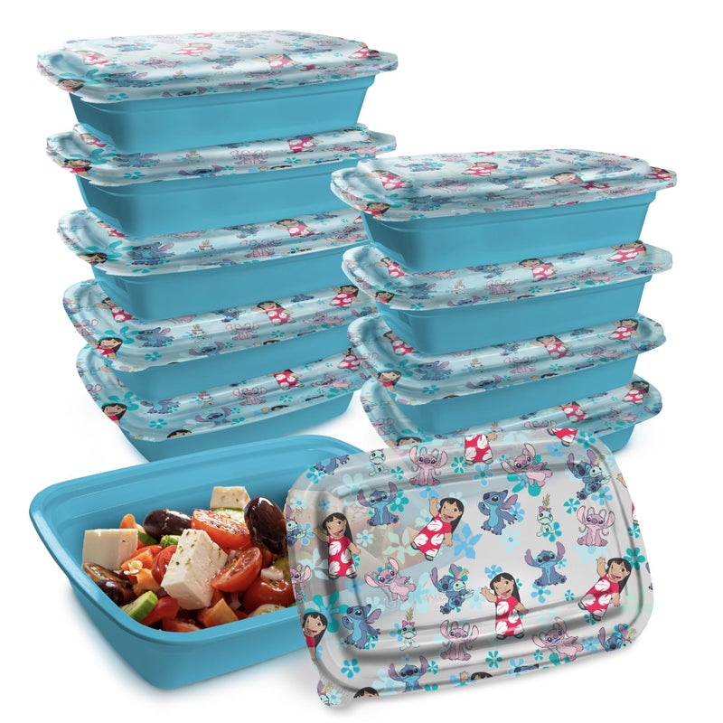 Best Brands Disney Meal Prep Containers 20Piece Reusable Food Containers with Lids Freezer Microwave Dishwasher Safe Featuring Mickey Minnie Lilo Stitch 338 Oz To Go Food Containers - Image 2