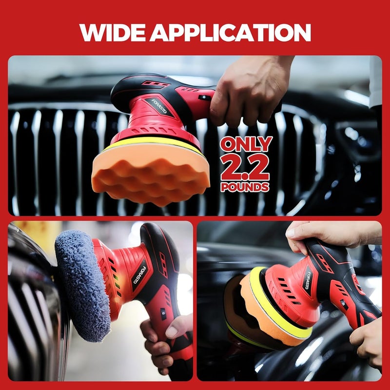 FORASTO 40Pack Cordless Buffer Polisher with 6 Variable Speeds for Car Detailing - Image 4