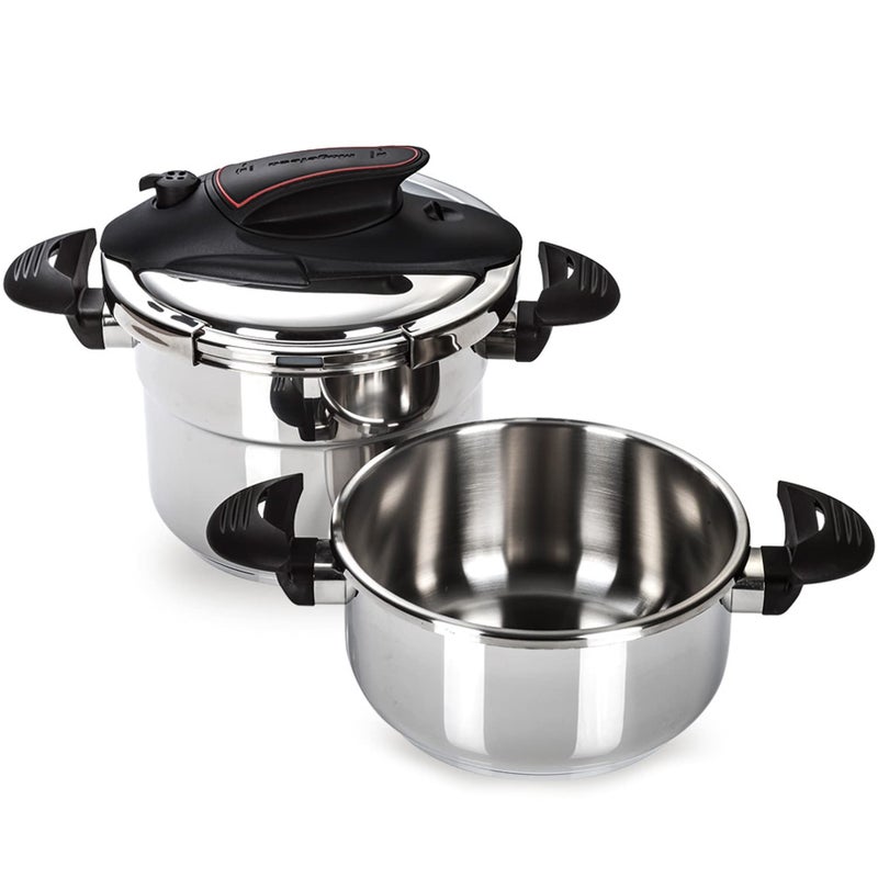Magefesa MAGEFESA Prisma Pressure Cooker 4263 Qt 1810 Stainless Steel Easy Lock Induction Compatible 5 Safety Systems 116 PSI