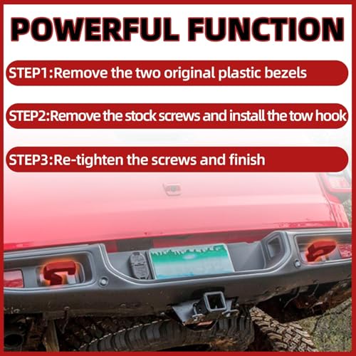 Mocar7 Red Rear Tow Hook Right Side or Left Side Compatible with Jeep Gladiator JT 3.0L 3.6L 2020-2024 Replace 68334733AA 68334733AB 70304021TA - Image 5