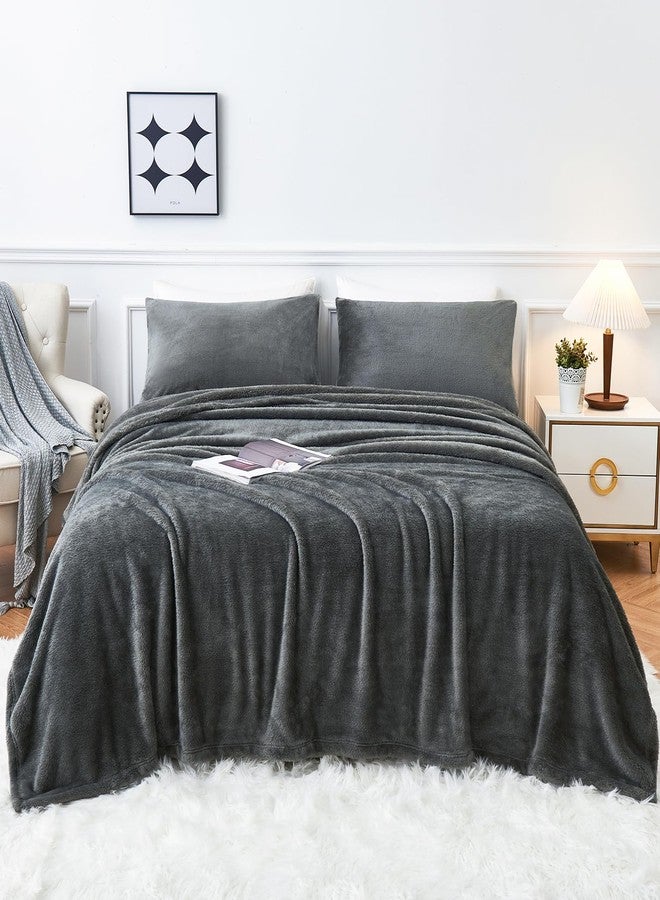 YIYEA Faux Fur Sheets, Luxury Ultra Soft Fleece Bed Sheets Set, Fluffy Plush Velvet Bedding for Fall Winter, Cozy Warmth, No Shedding, 4PC, Queen, Dark Gray - Image 1