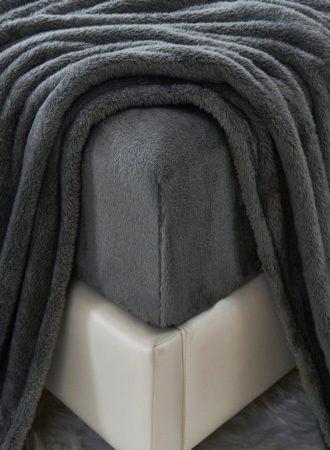 YIYEA Faux Fur Sheets, Luxury Ultra Soft Fleece Bed Sheets Set, Fluffy Plush Velvet Bedding for Fall Winter, Cozy Warmth, No Shedding, 4PC, Queen, Dark Gray - Image 4