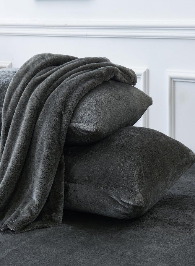 YIYEA Faux Fur Sheets, Luxury Ultra Soft Fleece Bed Sheets Set, Fluffy Plush Velvet Bedding for Fall Winter, Cozy Warmth, No Shedding, 4PC, Queen, Dark Gray - Image 5