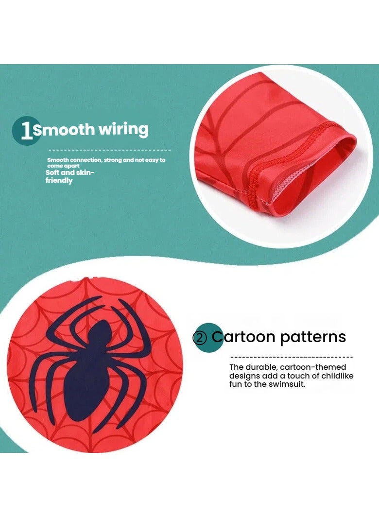 Boys Two Piece Swimsuit Set, Cartoon Spider Print Long Sleeve Sun Protection Swimwear, Quick Dry Bathing Suit for Kids Children - Image 2