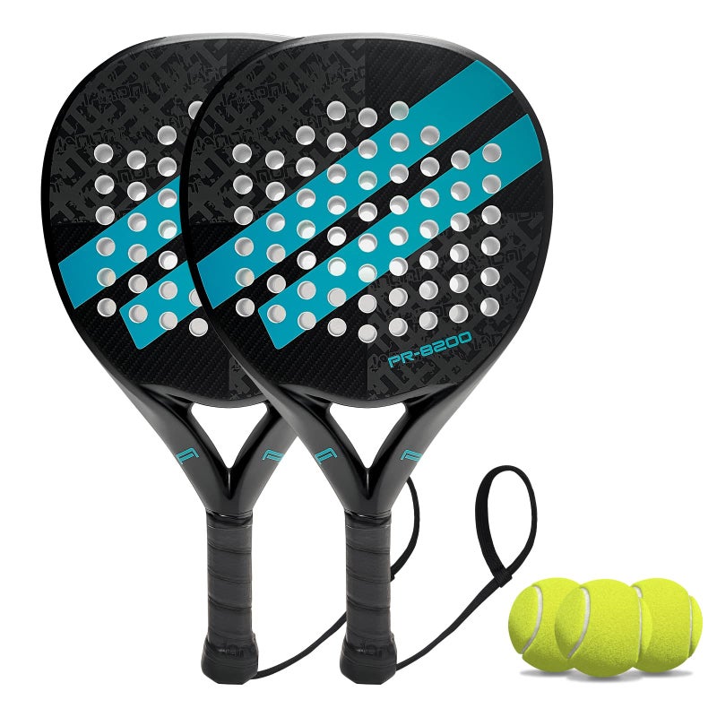 ianoni Paddle Tennis Racket Carbon Fiber Surface with EVA Memory Flex Foam Core POP Padle Racquts TBlue
