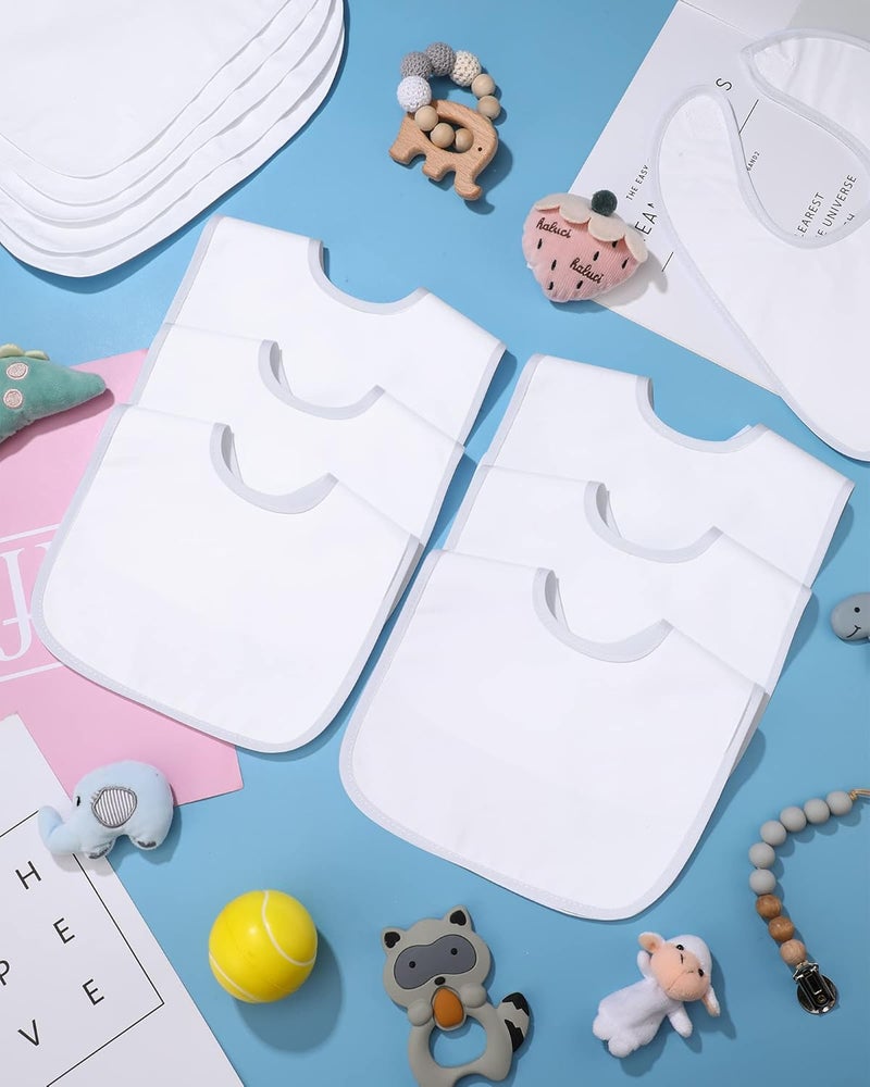 Foaincore 30 Pack Sublimation Blanks Baby Bibs Bulk 2 Ply Waterproof Absorbent White Bibs Unisex Baby Drool Bib with Hook and Loop Sublimation Feeder Bibs for Baby Decorating Feeding Teething Drooling  - Image 5