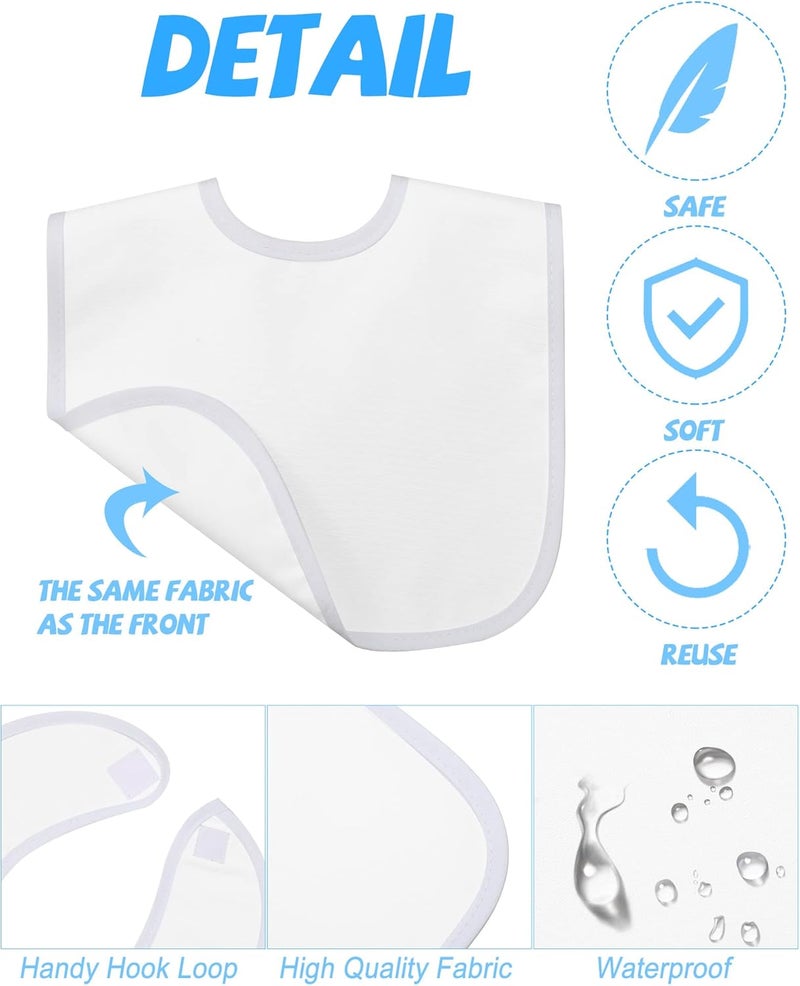 Foaincore 30 Pack Sublimation Blanks Baby Bibs Bulk 2 Ply Waterproof Absorbent White Bibs Unisex Baby Drool Bib with Hook and Loop Sublimation Feeder Bibs for Baby Decorating Feeding Teething Drooling  - Image 3