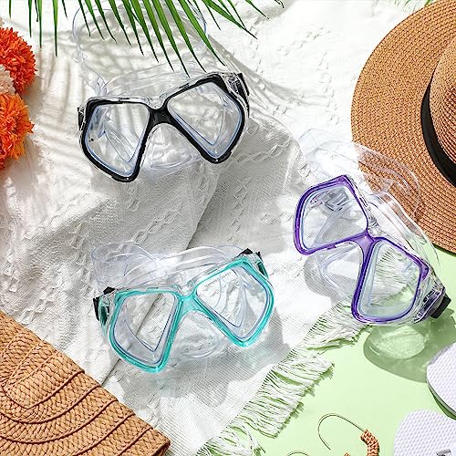 Fabbay 3 Pieces Swimming Diving Goggles with Nose Cover Adult Swim Snorkel Goggle Swim Goggle Pack Pool Goggles for Youth Men Women (Black, Pink, Sky Blue) - Image 4