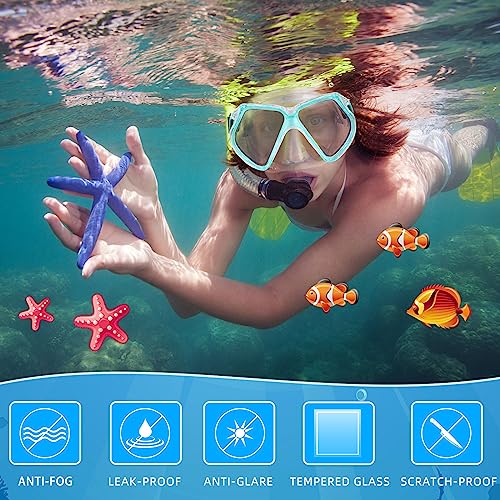 Fabbay 3 Pieces Swimming Diving Goggles with Nose Cover Adult Swim Snorkel Goggle Swim Goggle Pack Pool Goggles for Youth Men Women (Black, Pink, Sky Blue) - Image 3