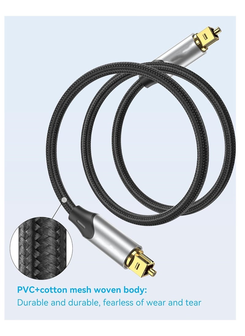 KASTWAVE - Digital Optical Audio Cable 3.3ft Nylon Braided Fiber, Slim Metal Case, Gold Plated Plug, Toslink Fiber Optic Audio Cable for Sound Bar TV PS4 S*msung Vizio Bose LG, 1 Pcs - Image 1