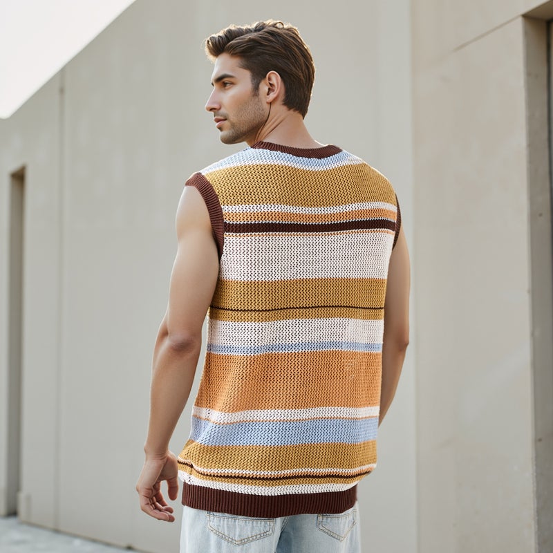 ايكونيك سترة بدون أكمام مخططة أيقونية - Image 4