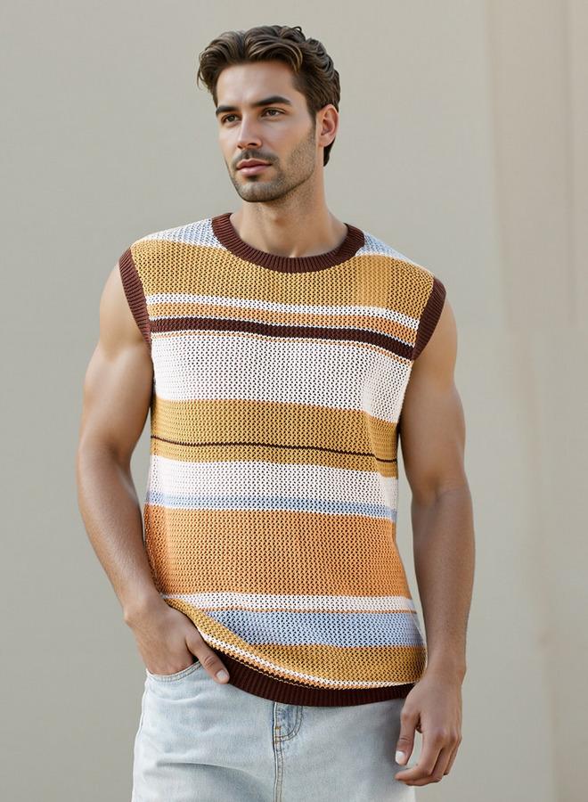 ايكونيك سترة بدون أكمام مخططة أيقونية - Image 2