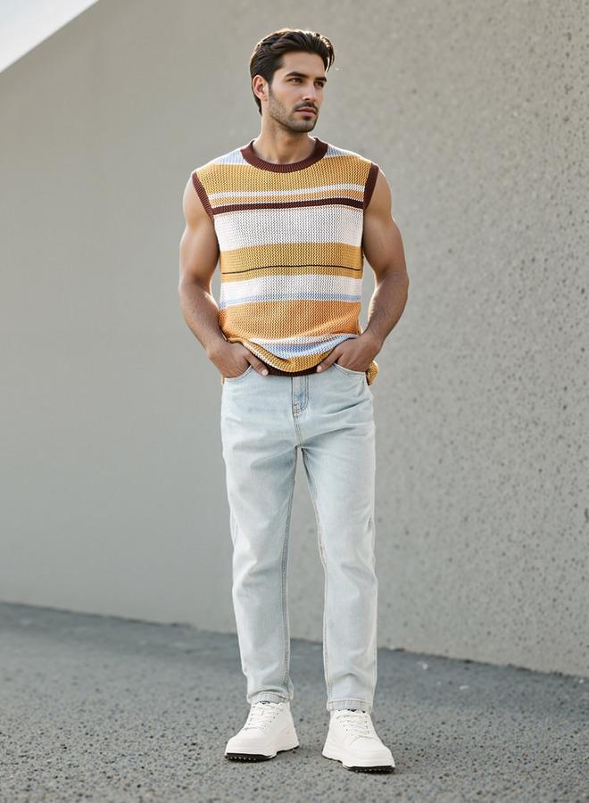 ايكونيك سترة بدون أكمام مخططة أيقونية - Image 3