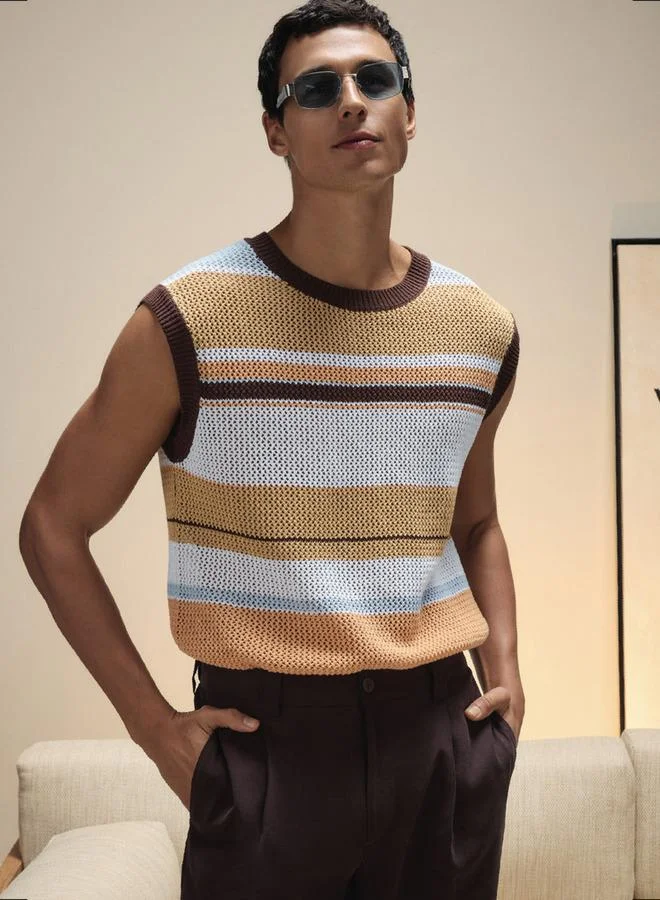 Iconic Iconic Striped Sleeveless Pullover