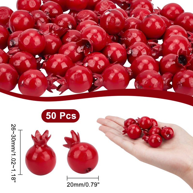 CHGCRAFT 50Pcs Mini 0.79 Inch Artificial Pomegranate Realistic Fake Fruit Lifelike Apple Simulation Foam Pomegranate for Floral Arrangements Halloween Christmas Home Kichen Display Decor - Image 2