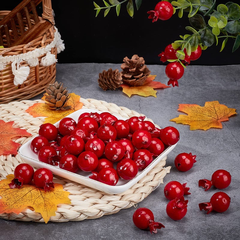 CHGCRAFT 50Pcs Mini 0.79 Inch Artificial Pomegranate Realistic Fake Fruit Lifelike Apple Simulation Foam Pomegranate for Floral Arrangements Halloween Christmas Home Kichen Display Decor - Image 4