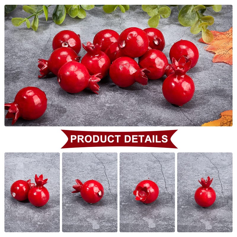 CHGCRAFT 50Pcs Mini 0.79 Inch Artificial Pomegranate Realistic Fake Fruit Lifelike Apple Simulation Foam Pomegranate for Floral Arrangements Halloween Christmas Home Kichen Display Decor - Image 5