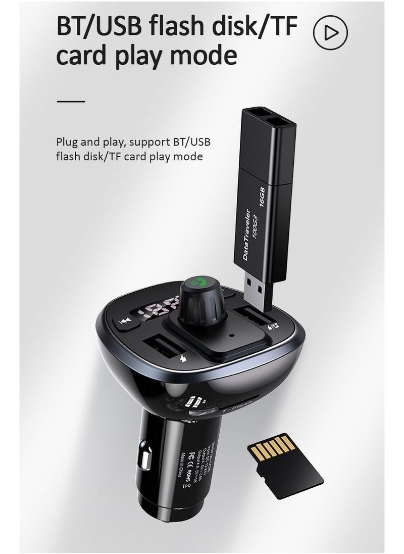 أوسامس شاشة عرض رقمية مزدوجة USB 3.4A Volatage لاسلكية FM بلوتوث شاحن سيارة 15 واط - Image 1