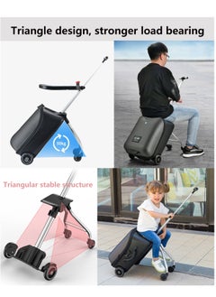 Generic Kids Ride-on Luggage, 20" Expandable Carry-on Rolling Suitcase with Child Seat, Sit Down Trolley Suitcase for Kids , Baby, Toddler Travel Flight  - Image 2