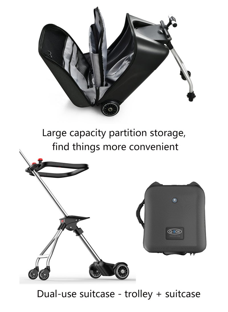 Generic Kids Ride-on Luggage, 20" Expandable Carry-on Rolling Suitcase with Child Seat, Sit Down Trolley Suitcase for Kids , Baby, Toddler Travel Flight  - Image 4