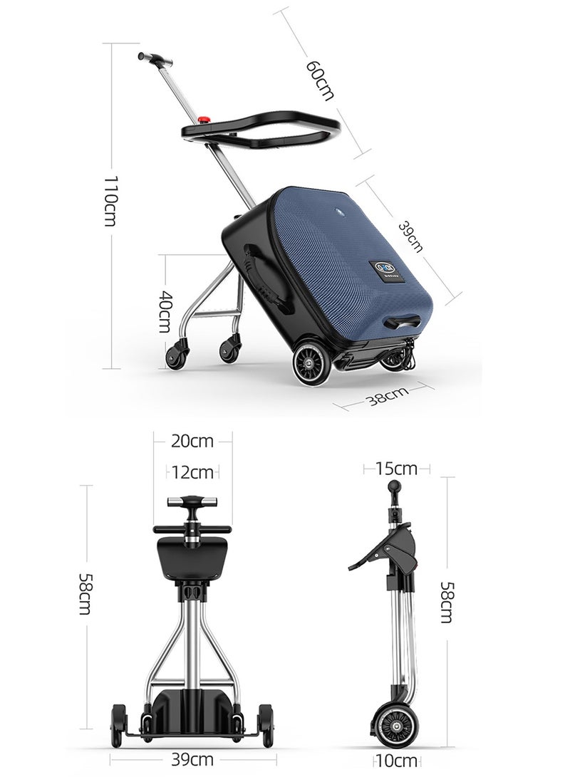 Kids Ride-on Luggage, 20" Expandable Carry-on Rolling Suitcase with Child Seat, Sit Down Trolley Suitcase for Kids , Baby, Toddler Travel Flight