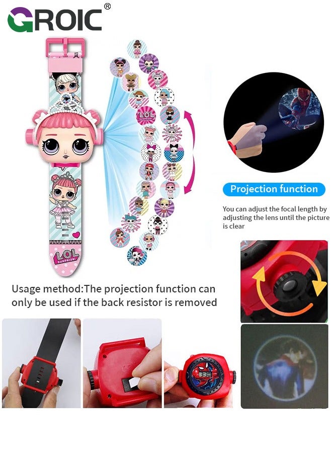 GROIC Kids Watch Toys with 24 LOL Projection Patterns Cartoons Kids Digital Wrist Watch Toys with Adjustable Strap Projector Watch - Image 2