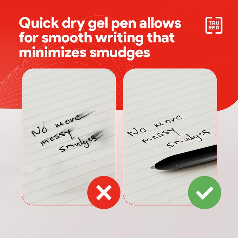 Staples TRU RED Retractable Gel Pens, Medium Point 0.7mm, Black Ink, 12 Pack â€“ Quickâ€‘Dry Pens for Noâ€‘Smear Notes & Office Writing - Image 5