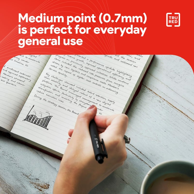 Staples TRU RED Retractable Gel Pens, Medium Point 0.7mm, Black Ink, 12 Pack â€“ Quickâ€‘Dry Pens for Noâ€‘Smear Notes & Office Writing - Image 4